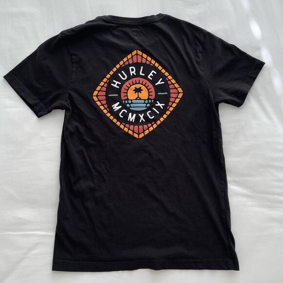 Hurley Mens Black Graphic T-Shirt Short Sleeve Logo Casual Surf Skate Size Small - Picture 1 of 4